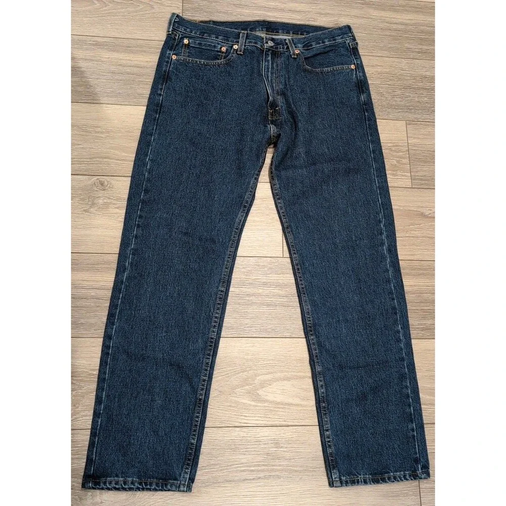 LEVI'S 505 MEN'S BLUE JEANS Straight  in Size 36 X 32 Dark Wash EUC